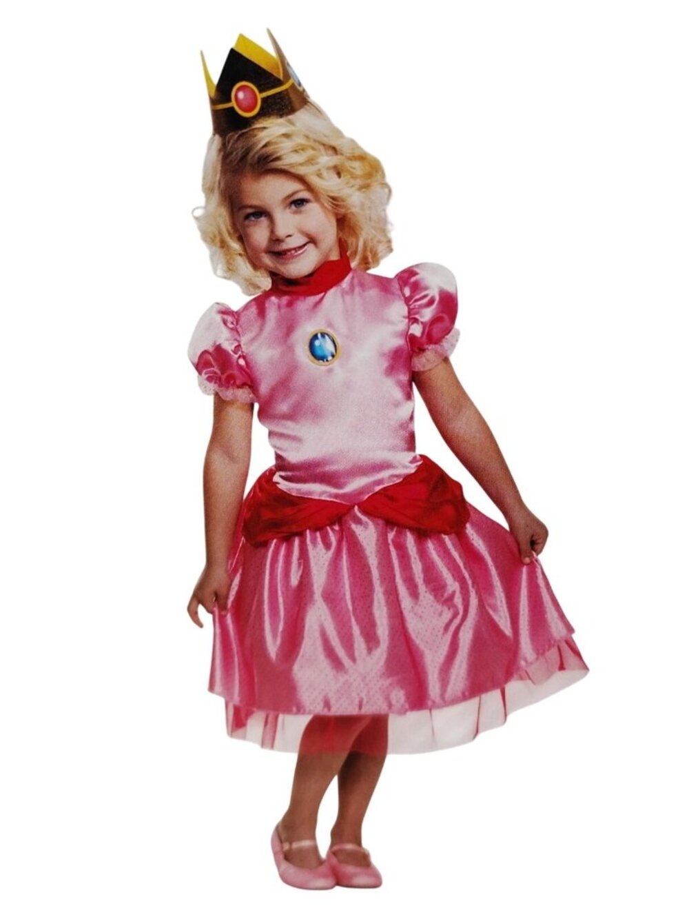 Disguise Super Mario Princess Peach Toddler Costume 2T Dress and Crown Headband